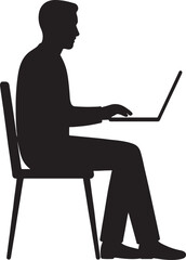 Silhouette of freelance remote work setup with laptop, person working from home, representing digital nomad and online career lifestyle.