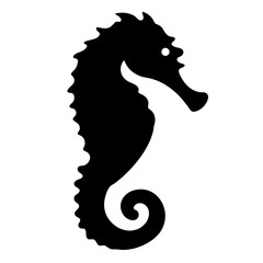 seahorse vector silhouette icon - ideal for fishing logos, seafood icons, and aquatic-themed graphics.
