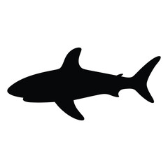 shark vector silhouette icon - ideal for fishing logos, seafood icons, and aquatic-themed graphics.