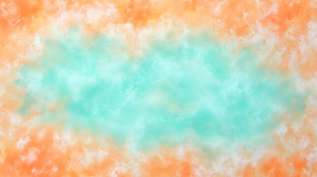 A tie-dye design with soft orange and teal hues.