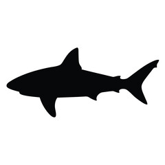 shark vector silhouette icon - ideal for fishing logos, seafood icons, and aquatic-themed graphics.