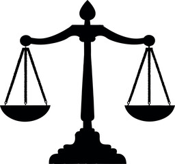 Minimal black silhouette of a hanging scale of justice—clean and impactful for modern legal branding.