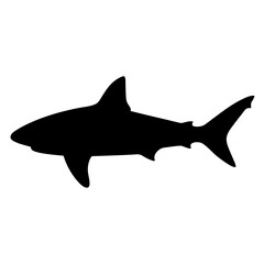 shark vector silhouette icon - ideal for fishing logos, seafood icons, and aquatic-themed graphics.