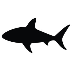 shark vector silhouette icon - ideal for fishing logos, seafood icons, and aquatic-themed graphics.