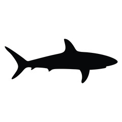 shark vector silhouette icon - ideal for fishing logos, seafood icons, and aquatic-themed graphics.