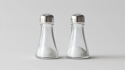 Minimalist salt and pepper shakers isolated on white background