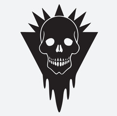 cool prawning silhouette vector art illustration, skull with a skull
