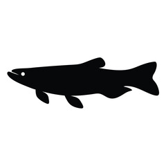 snakehead vector silhouette icon - ideal for fishing logos, seafood icons, and aquatic-themed graphics.