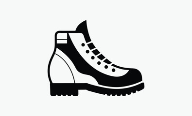 hiking boots silhouette, mountain shoes icon, black boot vector