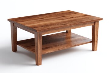 Fototapeta premium Rustic coffee table with a lower shelf, perfect for any living room.
