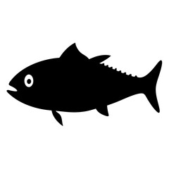 spanish mackerel vector silhouette icon - ideal for fishing logos, seafood icons, and aquatic-themed graphics.