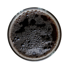 Top View Of Glass Filled With Dark Liquid  isolated on a transparent background