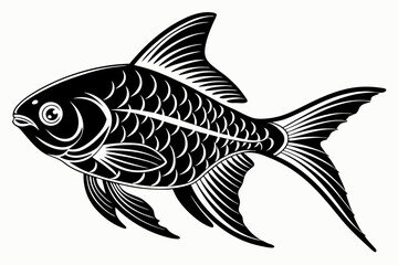 tetra fish sihouette black vector