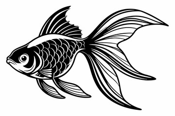 tetra fish sihouette black vector
