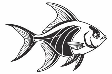 tetra fish sihouette black vector