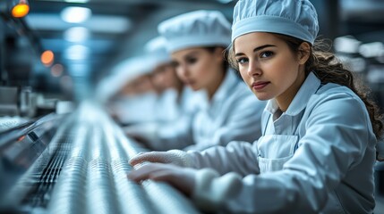 Focused young female chef engaged in food preparation in a professional kitchen environment