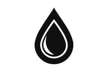 Stylized Black Water Drop Graphic with Interior Reflection Vector Design Element