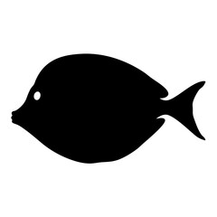 surgeonfish tang vector silhouette icon - ideal for fishing logos, seafood icons, and aquatic-themed graphics.