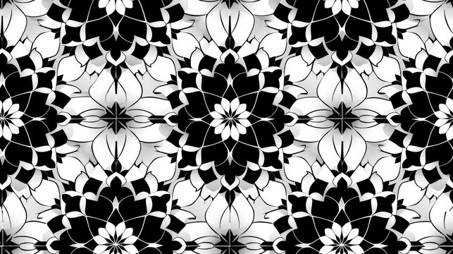 black and white tessellated arabesc pattern
