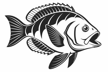 cichlid sihouette black vector