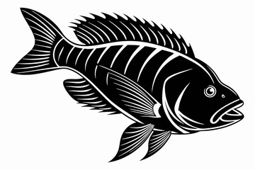 cichlid sihouette black vector