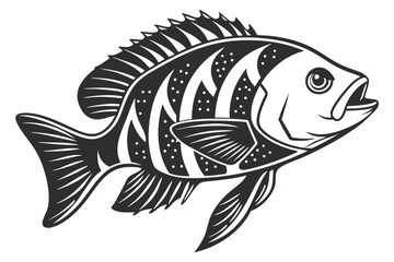 cichlid sihouette black vector