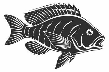 cichlid sihouette black vector