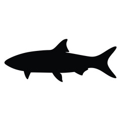 tarpon vector silhouette icon - ideal for fishing logos, seafood icons, and aquatic-themed graphics.
