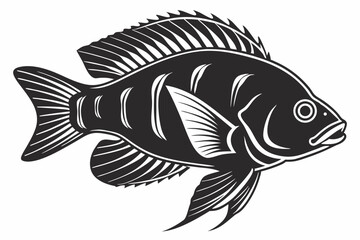 cichlid sihouette black vector