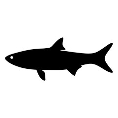 tarpon vector silhouette icon - ideal for fishing logos, seafood icons, and aquatic-themed graphics.