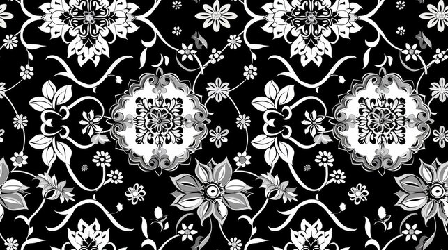 black and white tessellated arabesc pattern