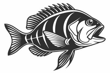 cichlid sihouette black vector