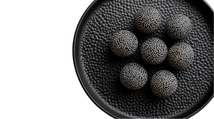 Black  White Decor Balls on Plate isolated on transparent background