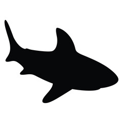 tiger shark vector silhouette icon - ideal for fishing logos, seafood icons, and aquatic-themed graphics.