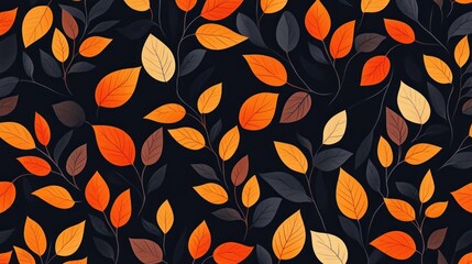 Autumn leaves pattern on dark background