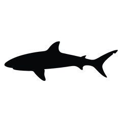 tiger shark vector silhouette icon - ideal for fishing logos, seafood icons, and aquatic-themed graphics.