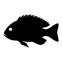 tilapia vector silhouette icon - ideal for fishing logos, seafood icons, and aquatic-themed graphics.