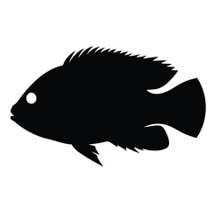 tilapia vector silhouette icon - ideal for fishing logos, seafood icons, and aquatic-themed graphics.