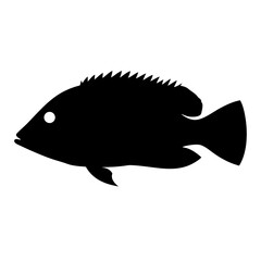 tilefish vector silhouette icon - ideal for fishing logos, seafood icons, and aquatic-themed graphics.