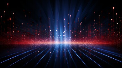 Colorful and dynamic background with a mix of blue and red dots. The dots are scattered throughout the background, creating a sense of movement and energy. Scene is vibrant and lively