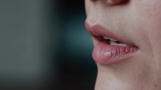 Woman moving lips in different expressions