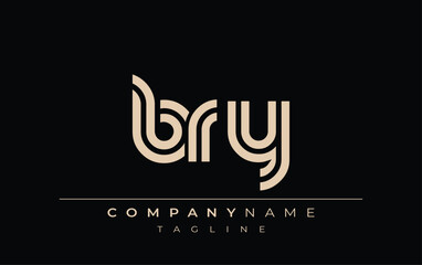BRY Creative Unique Modern Letter Logo Design. Stylized logo featuring a unique letter design, presenting abstract minimalist aesthetics and modern appeal.