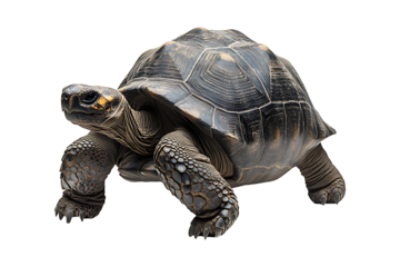 Old Giant tortoise isolated on transparent background
