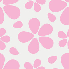 Trendy floral seamless pattern. Simple red and beige daisy. Spring flower template for packaging, postcards, textile printing, wallpaper. Hand drawn illustration isolated on white background