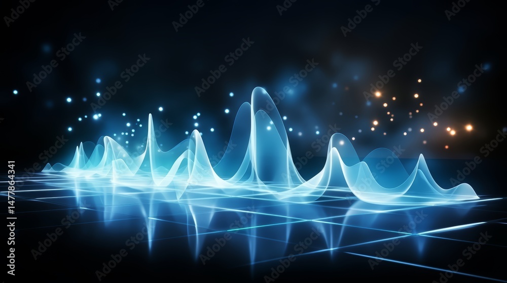 Leinwandbilder blue and white image of a wave with a lot of sparkles. the image has a dreamy, ethereal quality to i
