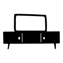 tv console vector silhouette icon - perfect for furniture icons, decals, or SVG crafts.