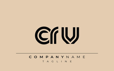CRV Creative Unique Modern Letter Logo Design. Stylized logo featuring a unique letter design, presenting abstract minimalist aesthetics and modern appeal.