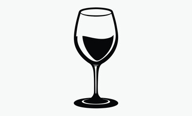 wine glass icon, tasting silhouette, drink vector symbol