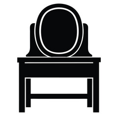 vanity table vector silhouette icon - perfect for furniture icons, decals, or eps crafts.