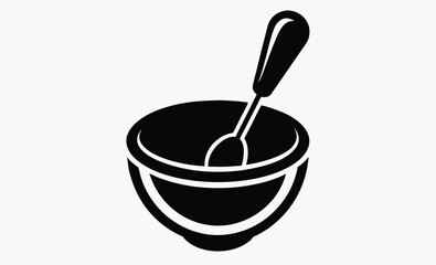 mixing spoon icon, kitchen utensil silhouette, cooking tool vector
